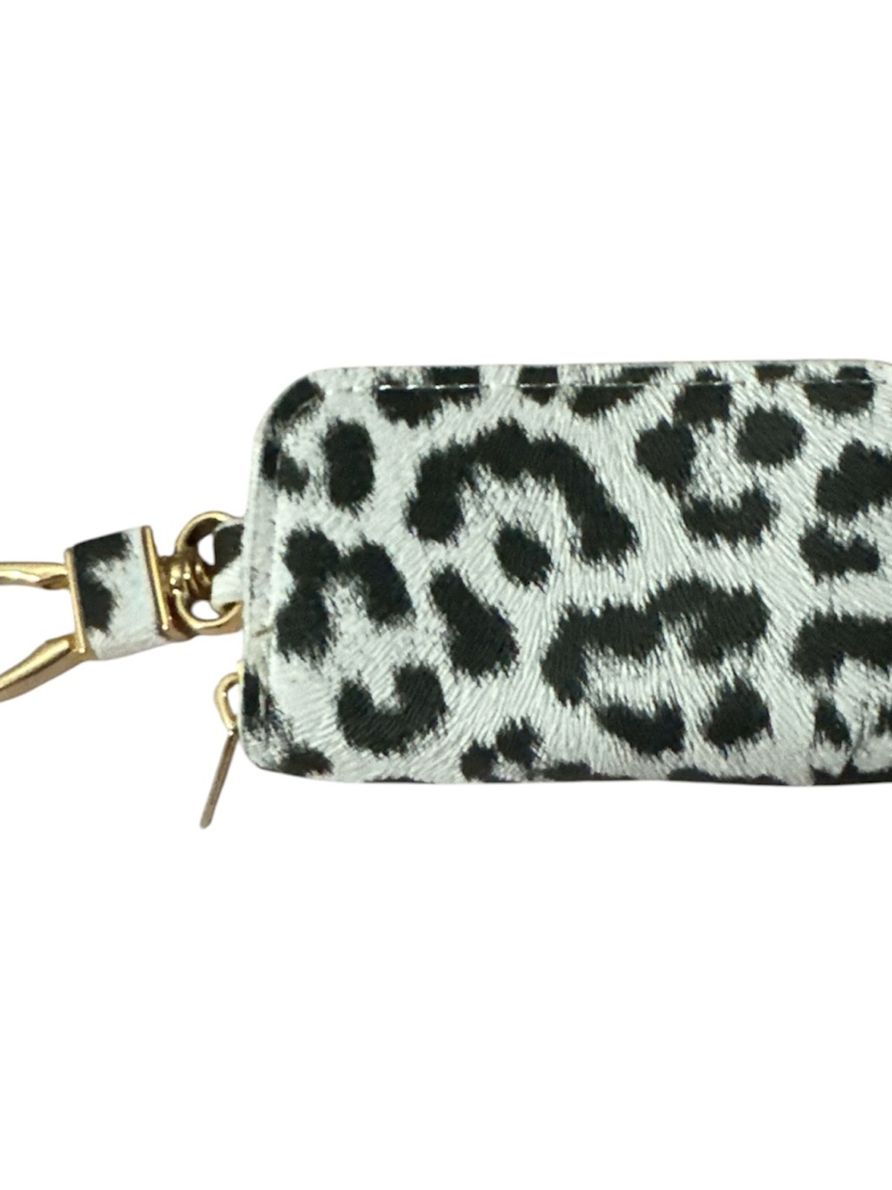 NWOT Aldo Black & White Leopard Print Wrist Key Pouch with rose Gold Hardware ke